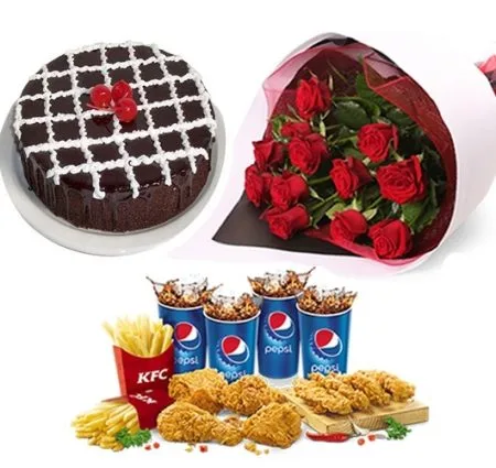 cake 24 red roses kfc deal