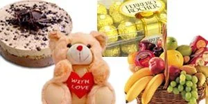 2 Lbs Hotel Cake - Bear - Chocolates - Fruit Basket