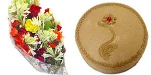 Flower Bunch with 2Lbs Bakery Cake