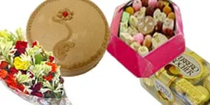 2Lbs Cake-5Kg Mithai-Flower Bunch and Chocolates