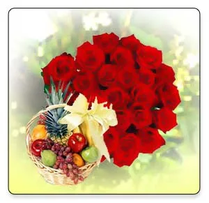 FRUITS IN BASKET (Buy Fruits- Roses)