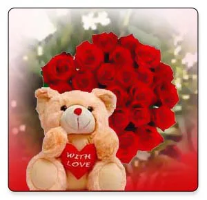 HUG WITH LOVE (Buy Bear- 24 Red Roses)